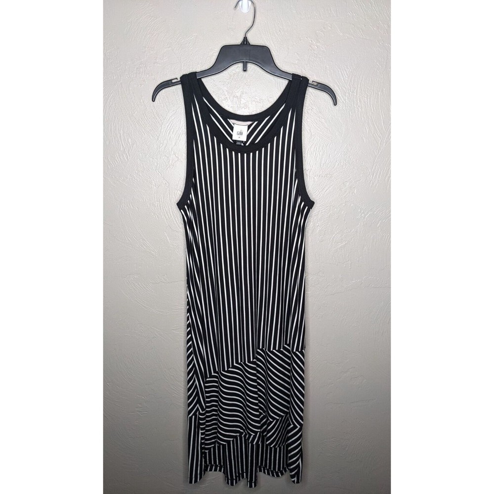 Cabi #5946 Womens Medium Black White Striped Sleeveless Scoop Neck Wink Dress